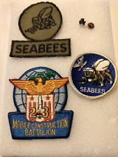 WWll Seabees Naval Construction 4 Patches & 2 Pins Battalion 23, Eagle Wings Pin picture
