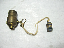 vintage H&H Brass Pull String Light Socket with Chain picture