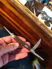 Vntg 3-5/8” Schrade Walden NY USA 825 Stockman 3bld Faux Bone Handl Pocket Knife picture