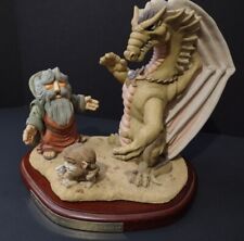 Krystonia Enough Is Enough Dragon Wizard Sculpture With Wood  Base #387 picture