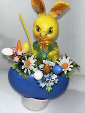 Vintage 12” Yellow Hard Plastic Easter Bunny Display Decorative picture
