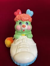 Vintage 1986 Popple Green Mouse Ceramic Shoe Bank With Plush Tail. picture