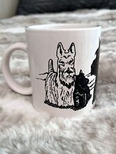 Vintage Scottish Terrier Pencil Mug, White Porcelain Graphic Dog Art Coffee Cup picture