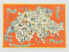 Map of Switzerland Postcard Union Bank of Switzerland Advertising Vintage picture