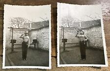 TWO RARE 1940 Original WWII German Photos HJ Youth Member in Uniform w/ Bugle picture