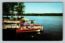 Meridian MS, Greetings, Lake Wooden Boat Dock Vintage Mississippi c1957 Postcard picture