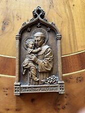 Vintage Barwood  St. Anthony Pray For Us Resin Wall Plaque Christianity Art picture