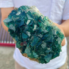 1240g  natural Green Cube FLUORITE Quartz Crystal Cluster Mineral Specimen picture