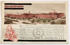 1934 Harley Davidson Milwaukee, Wis w/ Franklin One Cent Stamp Post Card picture