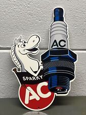 AC Spark Plug Thick Metal Sign Sparky Automotive Garage Sales Service Gas Oil picture