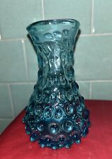 Vintage Empoli Hobnail Art Glass Vase Aquamarine Blue Italy Mid Century MCM 6