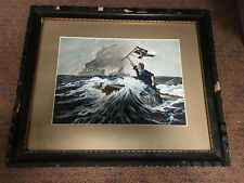 World War I WWI German Navy SMS Leipzig Sailor Raising Flag Patriotic Painting picture