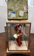Vintage Japanese (Box Dated 1924) Geisha Doll In Glass Wood Case picture