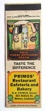 Primos' Restaurant Cafeteria Bakery  Monroe, Louisiana 20 Strike Matchbook Cover picture