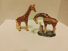 Set Of 2 Male Trinket Box , Female And Baby Giraffe Trinket Box Metal picture