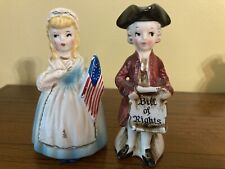 Vintage Enesco Salt & Pepper Shakers Betsy Ross and Bill of Rights Figures picture