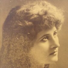 Stunning Victorian Girl Photo Antique Cabinet Card Woman Silent Film Star Look picture