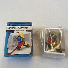Super Smurf Ice Hockey Figure with Goal Net 1978 Peyo Schleich 6705 - sealed picture