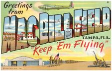 Vtg Large Letter Patriotic Postcard ~ Greetings MacDill Field Tampa Florida picture