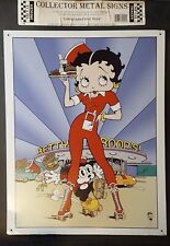 Betty Boop's Diner Lithographed Tin Metal Sign Cartoon Home Bar Garage 16x12 picture
