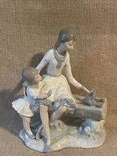 Lladro Early NAO Rare Mother & Daughter on Bench Feeding Birds 1970's picture