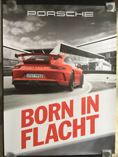PORSCHE OFFICIAL 911 GT3 CAR REAR 3/4 VIEW ON RACETRACK SHOWROOM POSTER 2018-19. picture