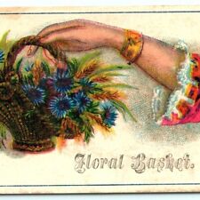 c1880s Floral Basket Hand & Flowers Stock Victorian Trade Card Typography C17 picture