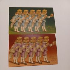 2 Vintage Postcard Many Happy Returns Greetings Postcards Victorian Style boys  picture