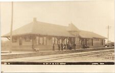 TRAIN STATION antique real photo postcard rppc LYONS NEBRASKA NE railroad depot picture