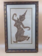 Vtg Framed Thai Temple Dancing Woman Charcoal Rubbing Rice Paper Nice Frame Art picture