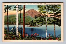 Lake Onawa ME-Maine, Borestone Mountain, Antique, Vintage c1947 Postcard picture