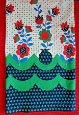 Vintage Feed Sack Navy Red & Green Boarder Flower Boarder Print  42