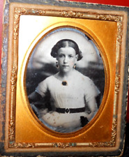 1/9th size Ruby Ambrotype of young girl in half case picture