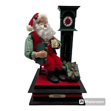 1995 Holiday Creations Santa Claus W/Grandfather Clock & Hot Chocolate On Stool picture