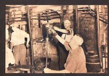REAL PHOTO TIFFIN OHIO GLASS FACTORY INTERIOR BLOWERS WORKERS POSTCARD COPY picture