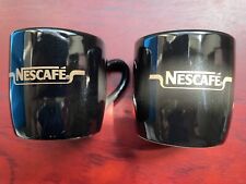 Vintage 90s Set of 2 Nescafé Black with Gold Branding Demitasse/Espresso Cups picture