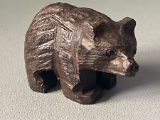 Vintage Mini Miniature Wood Hand Carved Black Brown Grizzly Bear 2