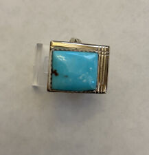 Sterling Silver / Square Off-Set Turquoise Ring - Size 7 picture
