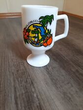 Vintage Busch Gardens Tampa Milk Glass Mug Footed Pedestal Coffee Mug picture