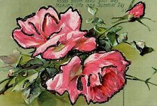 c1910 RAPHAEL TUCK ART SERIES FLORAL ROSES UNPOSTED TINSELED POSTCARD 20-234 picture