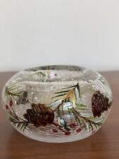 Yankee Candle Crackle Glass Tea Light, Pine Boughs & Cones, Red Berries, Birds picture