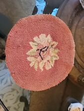 Antique Vintage hand Embroidered Floral Chair Pad Measures 15