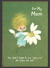 Vintage Mother's Day Card Dont Have to say Loves me Loves Me not Picking Flowers picture