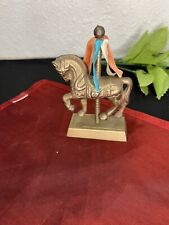 Vintage Solid Brass Carousel Pony Horse  Figurine, 4”H X 2.5”w India picture