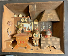 Vintage Bavarian Diorama Hand Painted Hand Carved 3D Folk Art Wooden Shadow Box picture