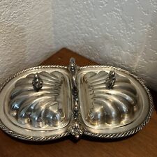 Vintage H. S. Gadroon Silver Plate Shell Design Double Relish Dish & Lids picture