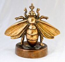 Attractive, Decorative & Mysterious Antique Bronze Bee Desk Paperweight Trophy. picture