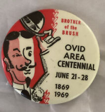 Vintage Pinback Button Ovid Michigan MI Centennial 1869-1969 picture