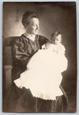 RPPC Studio Portrait Postcard~ Infant Child & Doting Mother picture