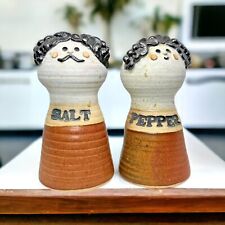 Vintage Large Salt Pepper Shakers Country Cottage Core Whimsical Studio Pottery picture